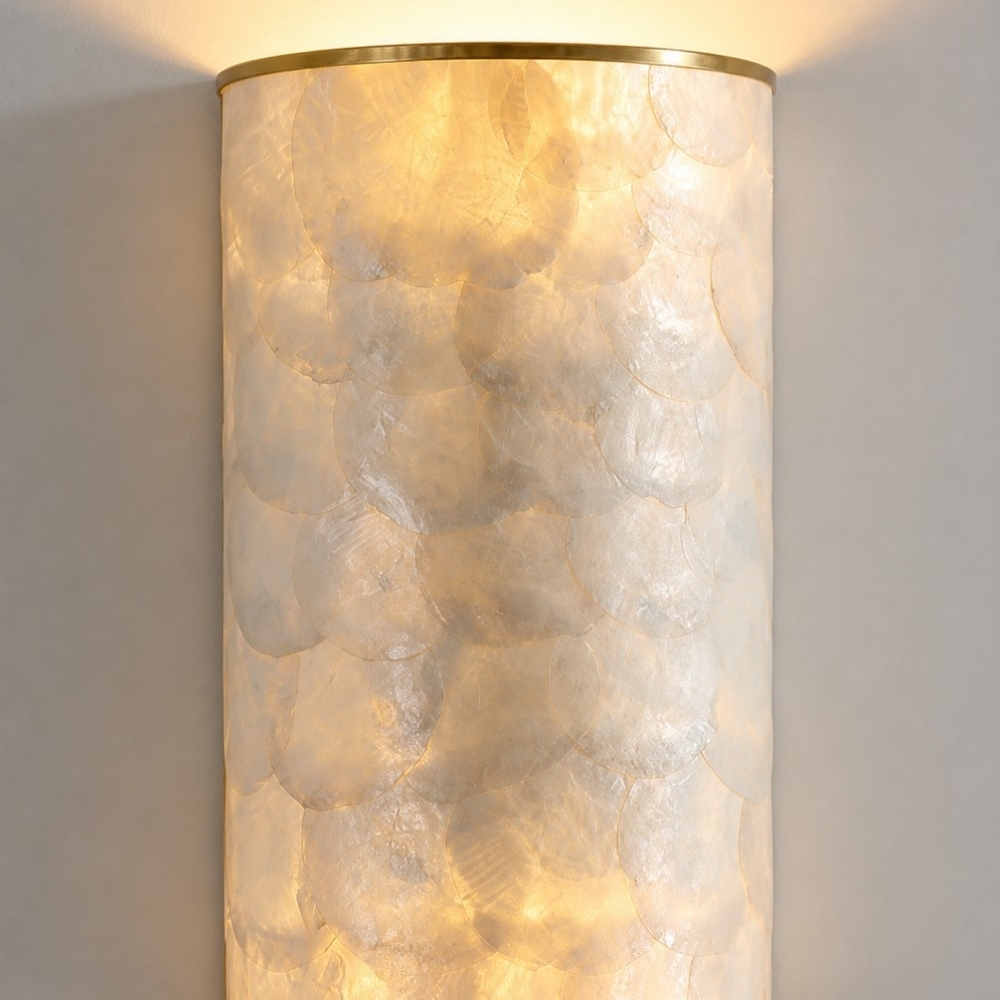 Nacrelith Capiz Shell Wall Sconce Layered Texture Design - Modern Wall Lamp for Living Space T2218