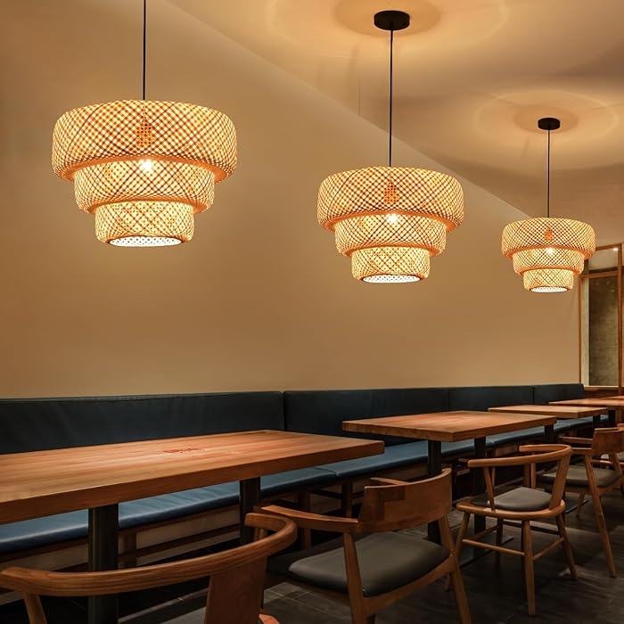 Boho Bamboo Pendant Light Fixture T2121