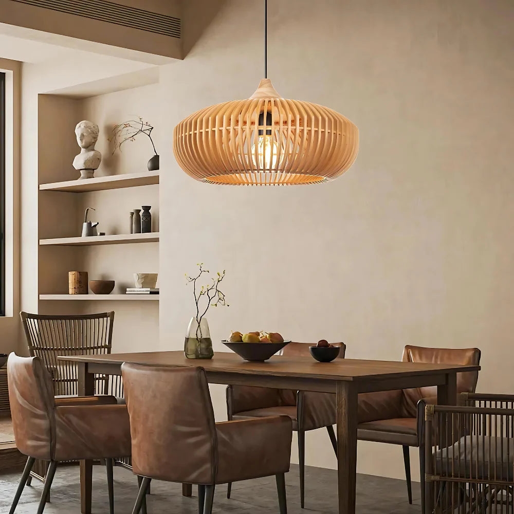 The Halo of Zen Japandi Wood Pendant Light T2061