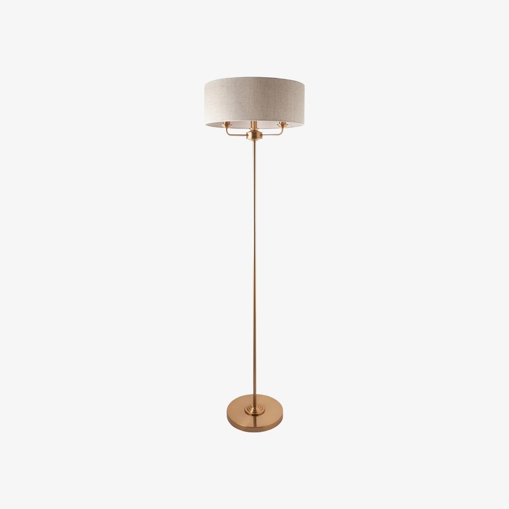 Tela Drum Shade Floor Lamp - Contemporary Fabric Standing Lamp for Home Office T1040