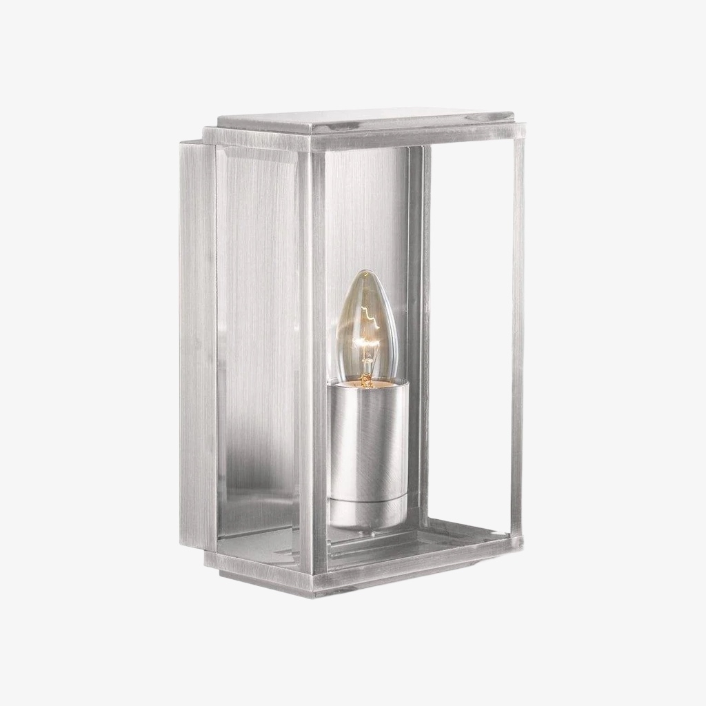 Boxar Outdoor Wall Lantern - Metal Frame and Clear Glass for Porches or Entryways T1015