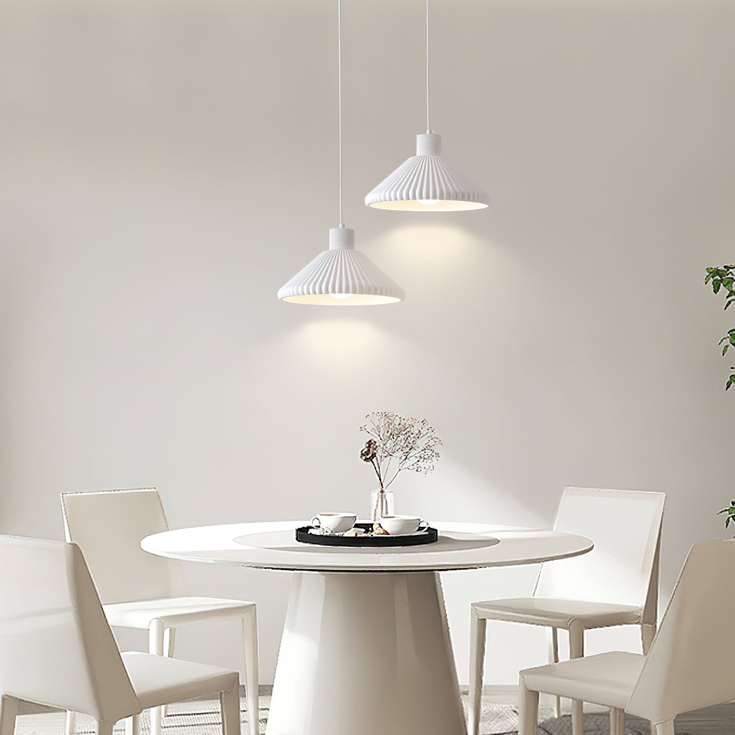 Cream Style Cone Striped Pendant Lamp M229