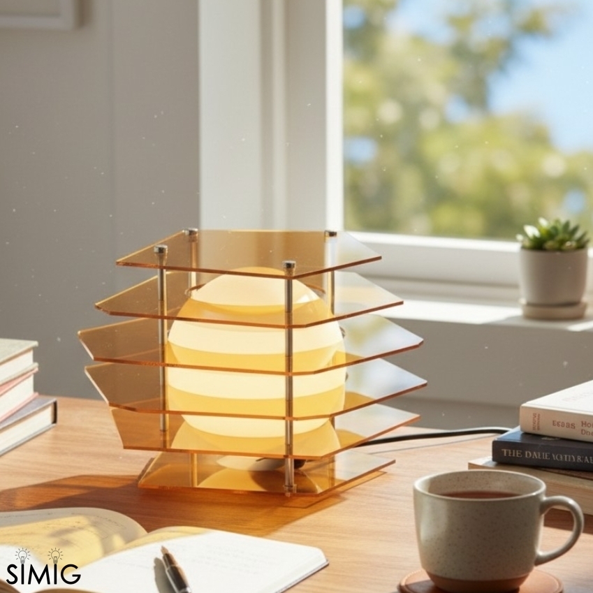 Sunset Geometric Ambient Table Lamp - Colorful Acrylic Decorative Lighting Fixture S375
