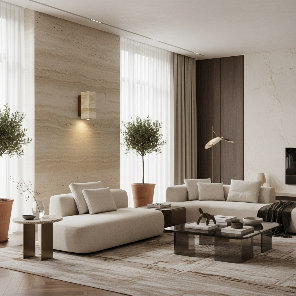 Slivara Natural Stone Backplate with Warm Amber Shade - Vintage Modern Slivara Wall Sconce T513