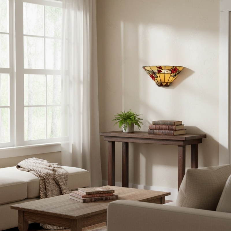 TF Butterfly Wall Sconce - Stained Glass Butterfly Design Wall Light for Bedroom and Living Room T954