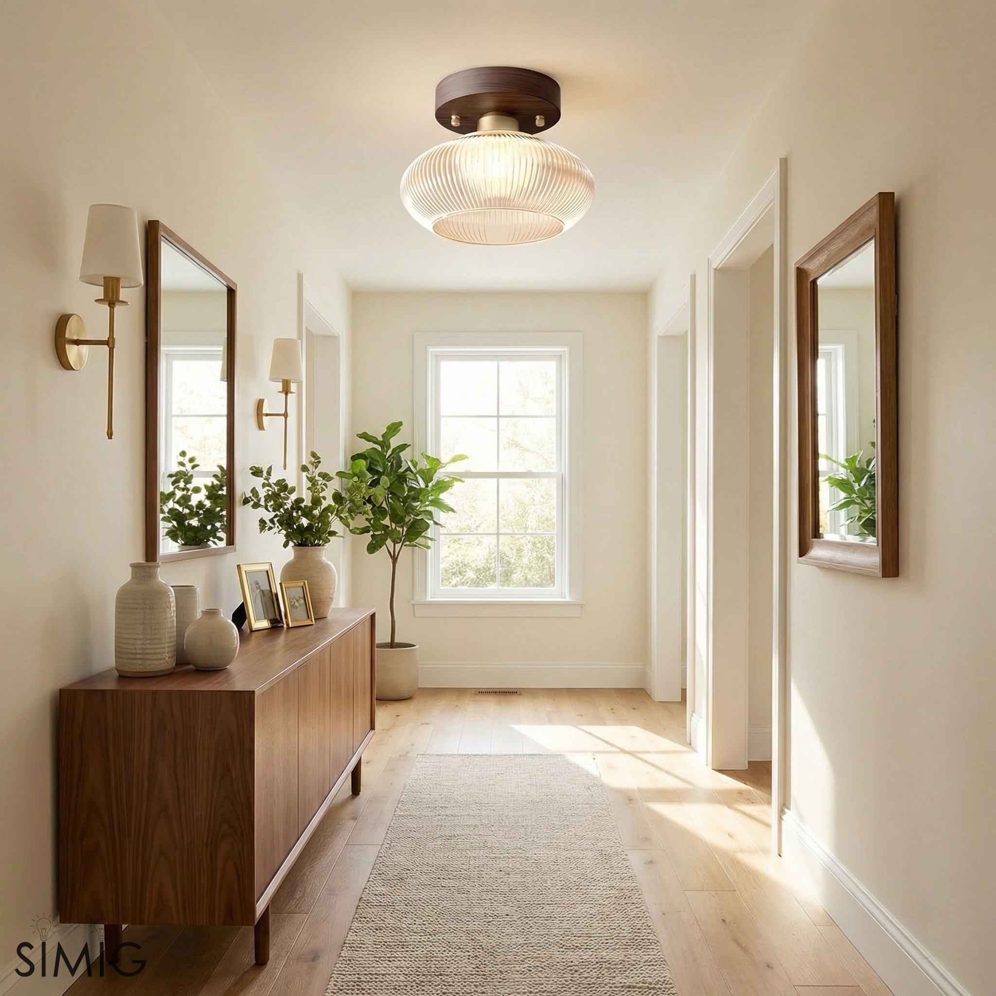 Soliro Soft Rounded Glass Dome Ceiling Light - Contemporary Flush Mount for Hallway and Bedroom T1088