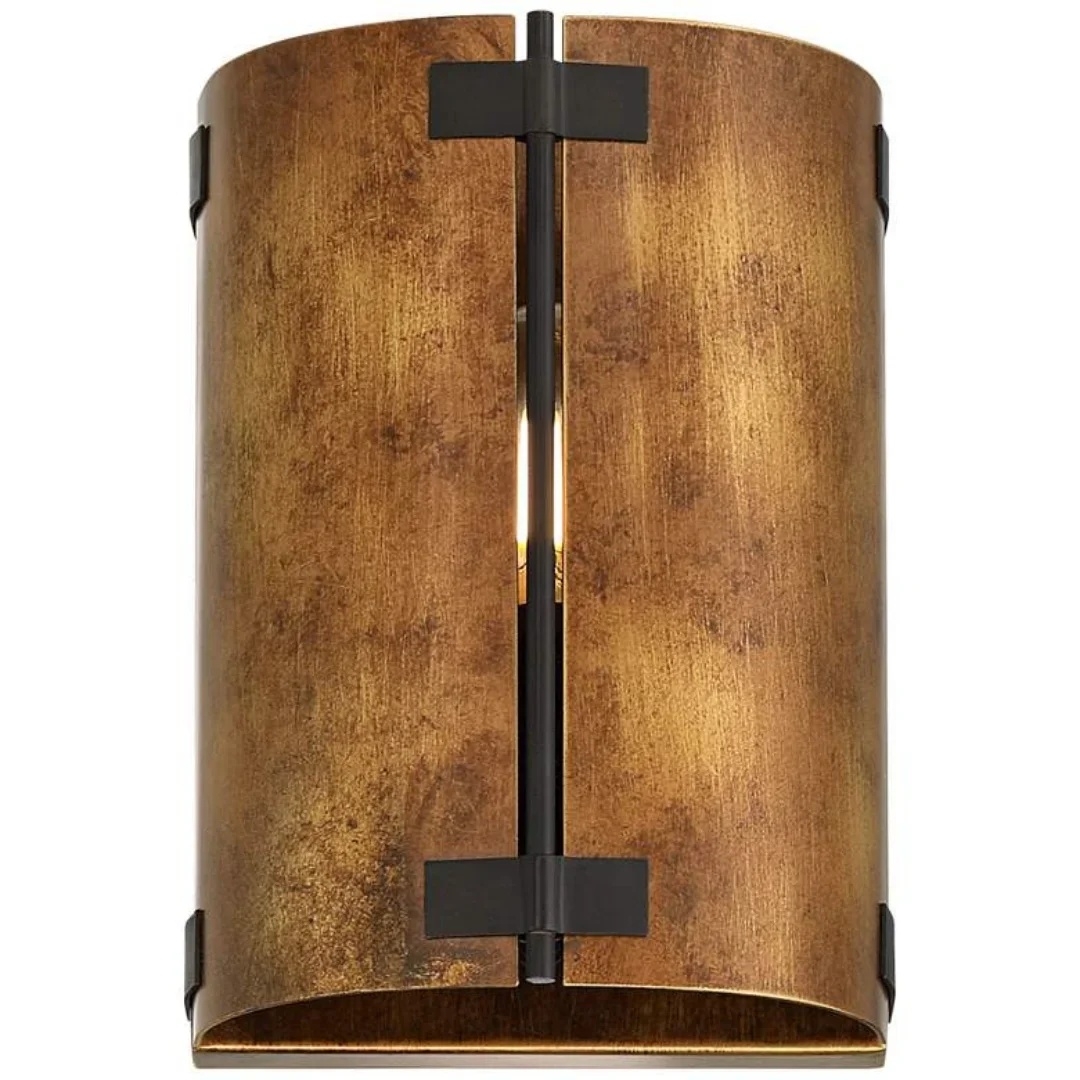 Rustivon Curved Metal Shade Wall Sconce - Vintage Accent Light T1089