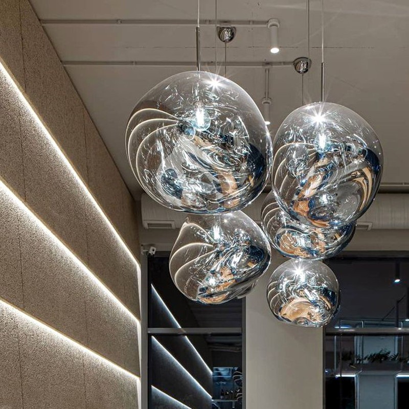 Glass Dynamic Pendant Light - Artistic Metallic Glow Pendant for Dining Area S54