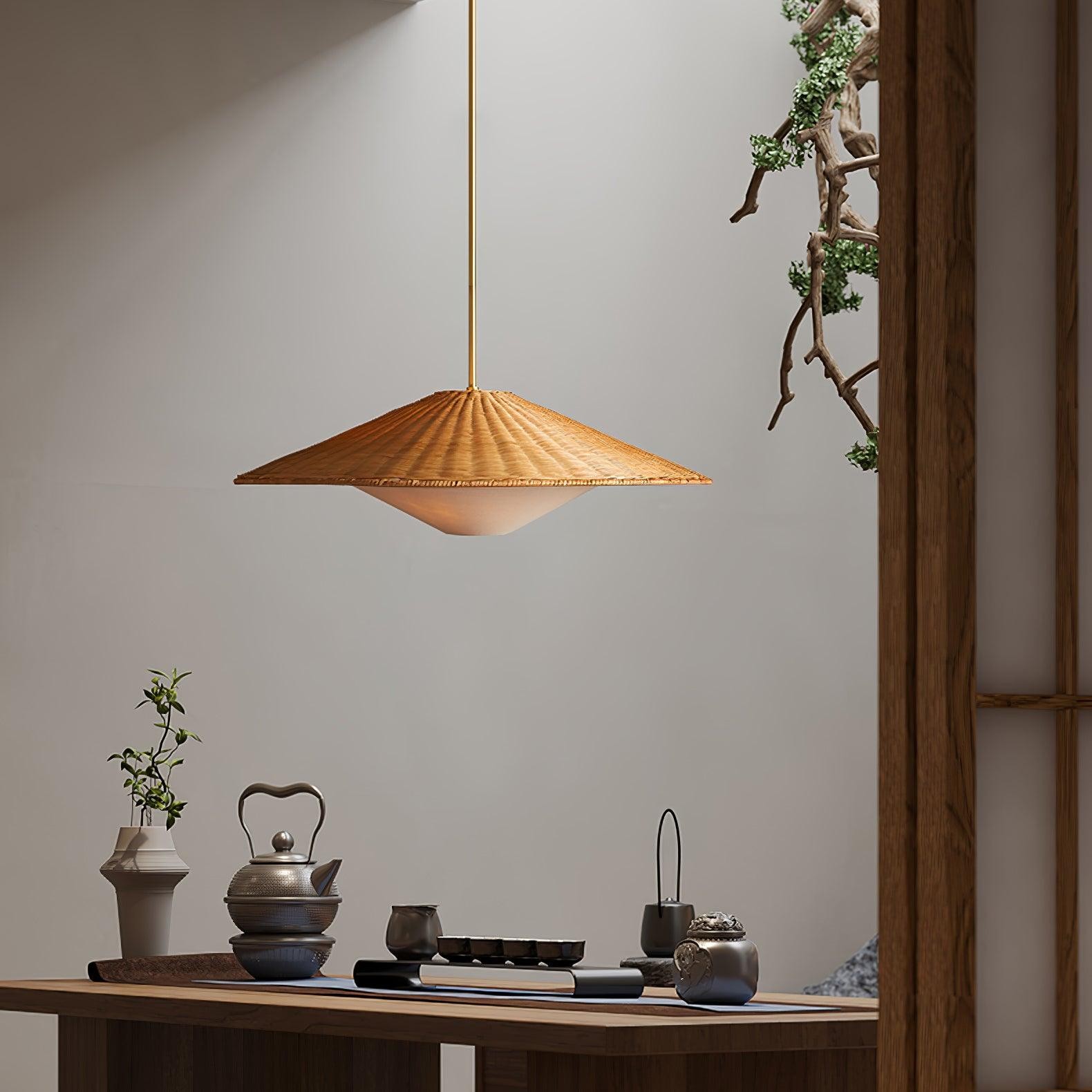 Rattan Hat Pendant Light Suitable For Living Room M513
