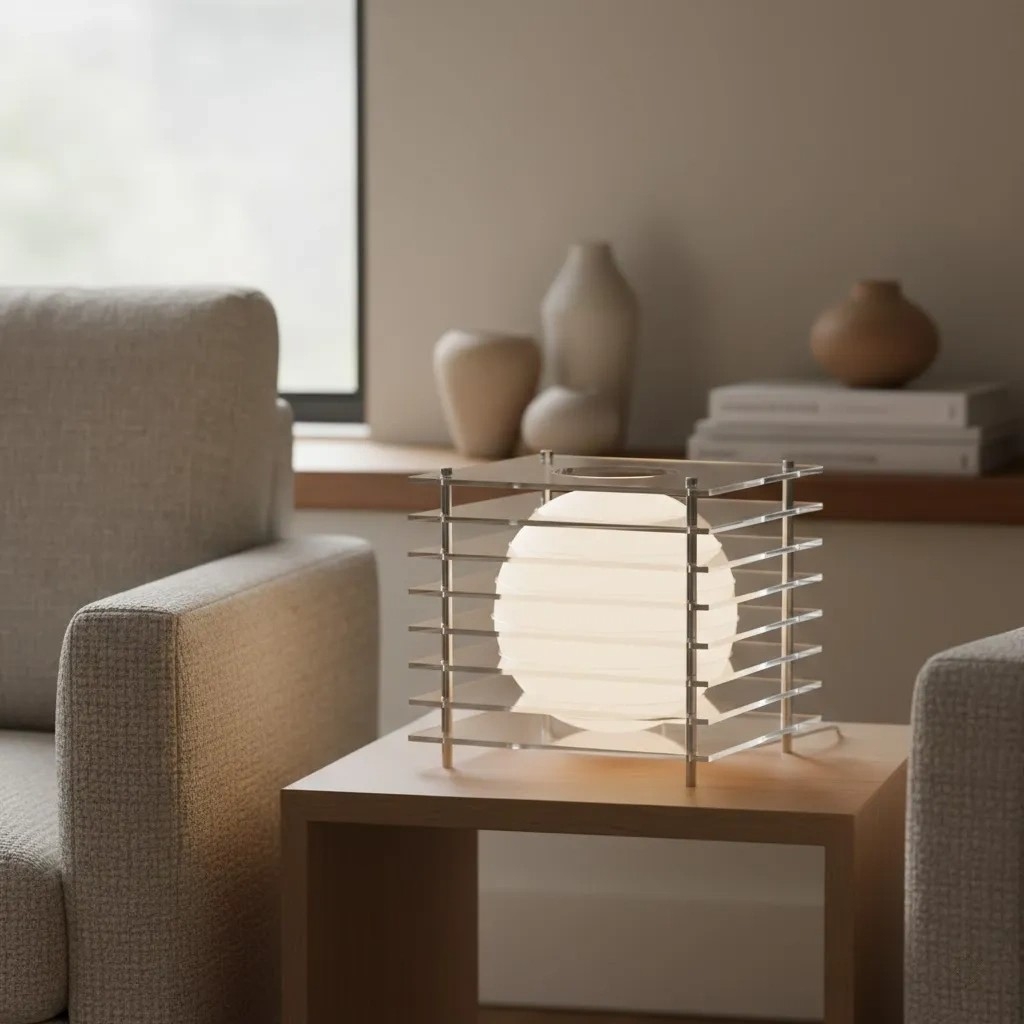 Geometric Moon Cube Lamp – Atmospheric luminous sphere S252