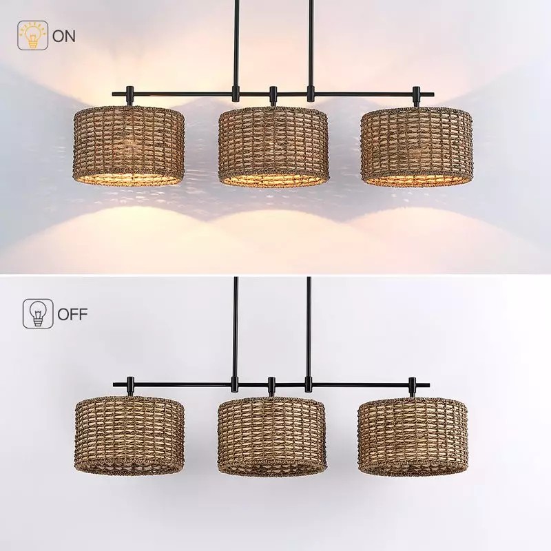 Raphael 3 Light Dimmable Drum Rattan Pendant Lamp S106