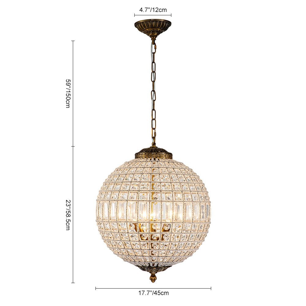 Vintage Luxe Brass Crystal Orb Chandelier G95