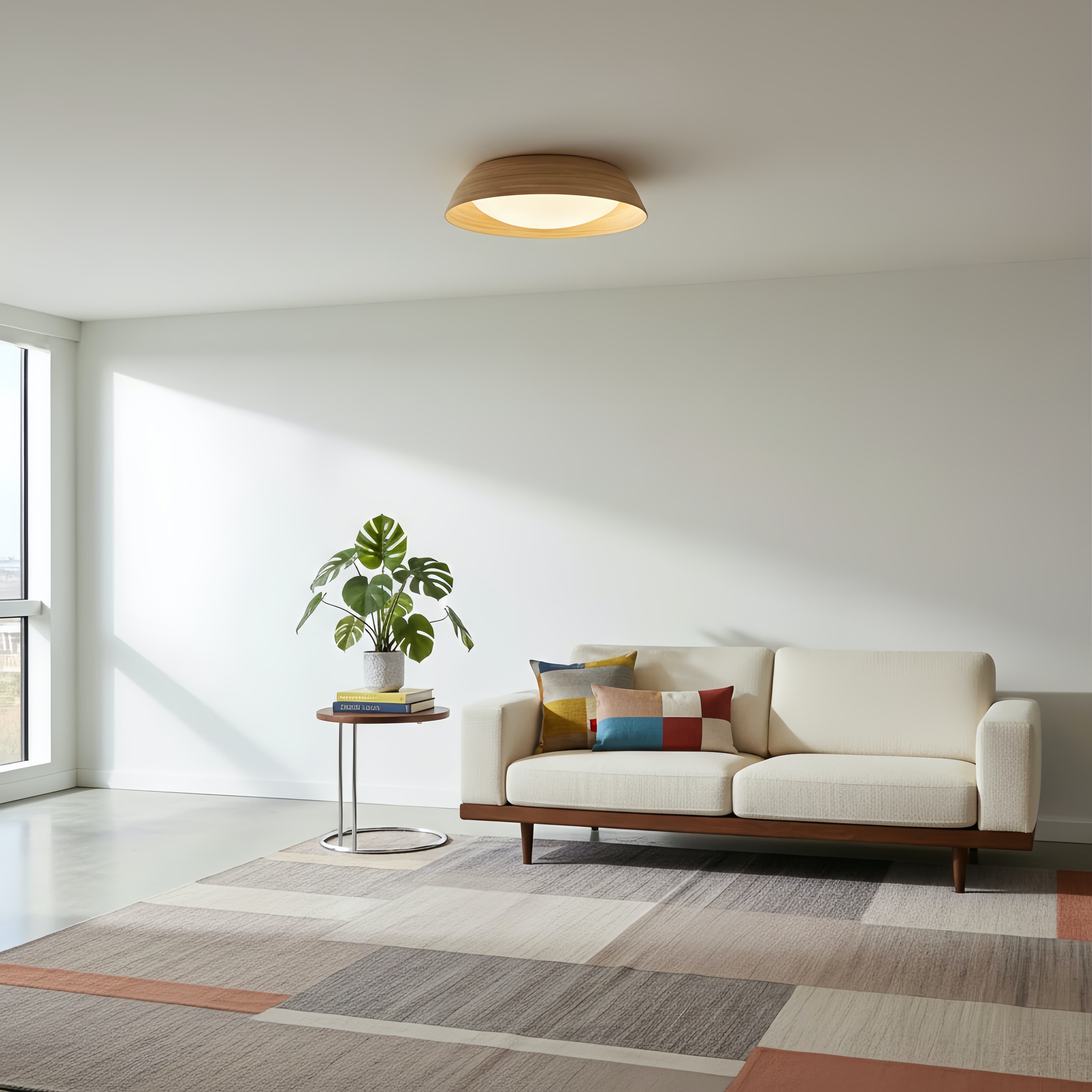 Bambori Japandi Style Bamboo Textured Ceiling Lamp - Natural Accent Light for Living Room T1111