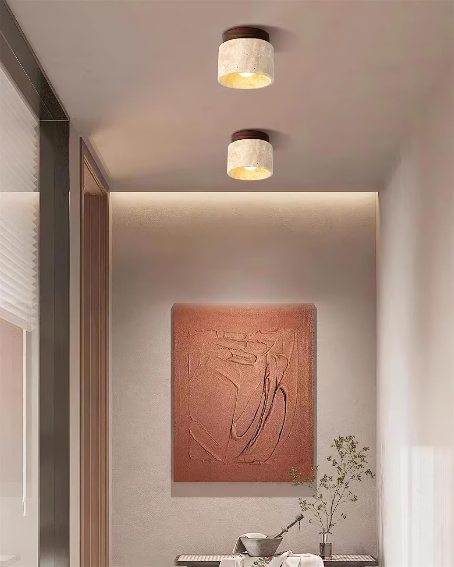Travertine and Wood Design - Nordic Ceiling Light for Modern Spaces M98
