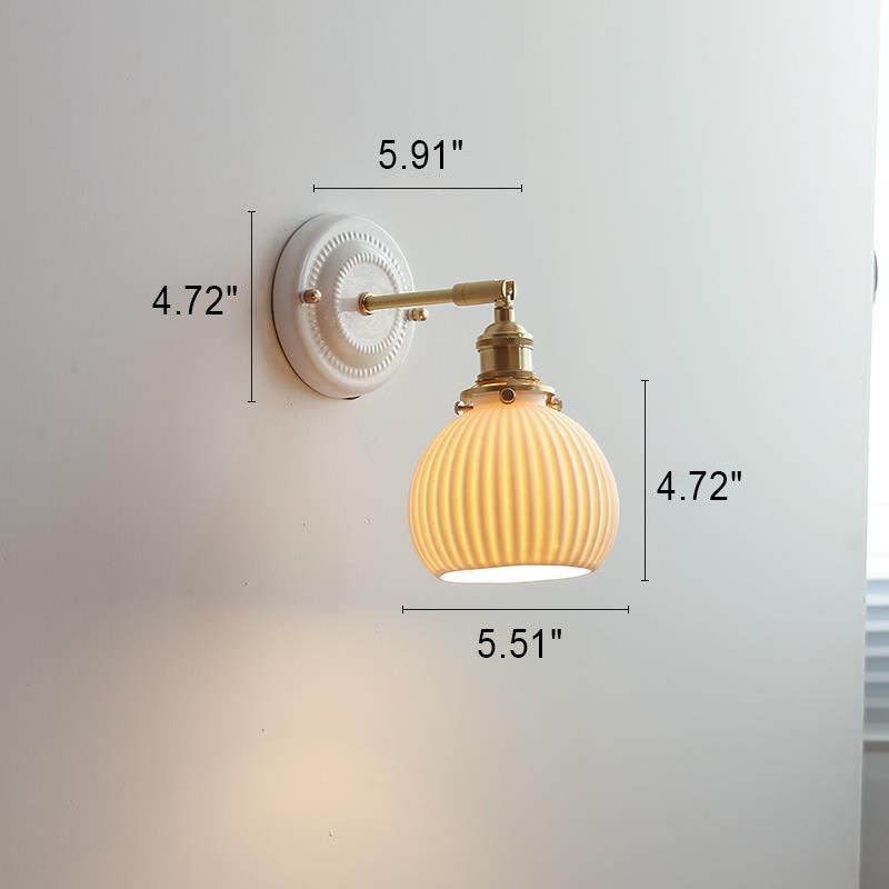 Vintage Ceramic & Brass Wall Sconce – Elegant Lighting for Bedrooms & Hallways T265