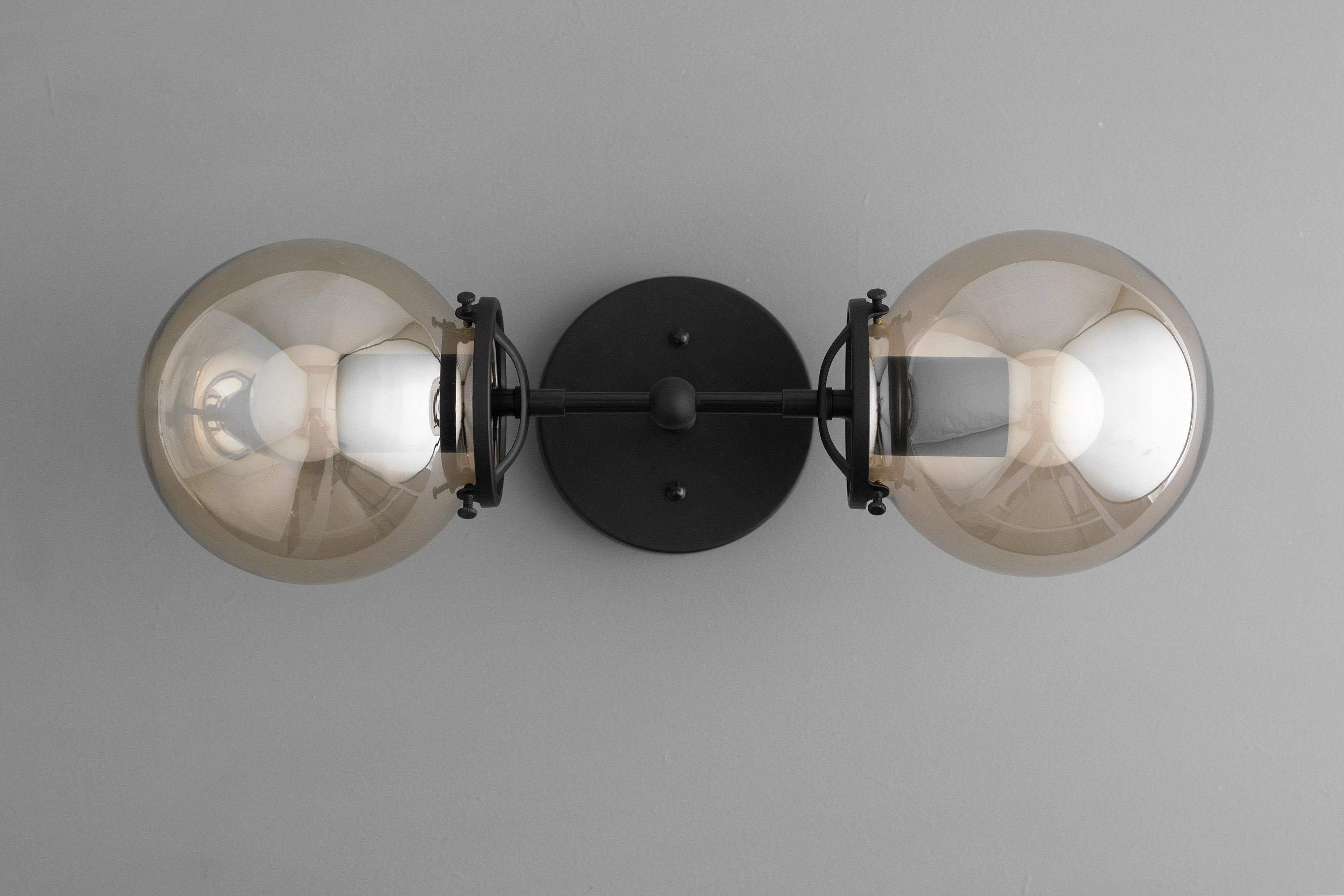 Lumio Globe Double Globe Vanity Wall Light - Rustic Farmhouse Bathroom Wall Fixture T336