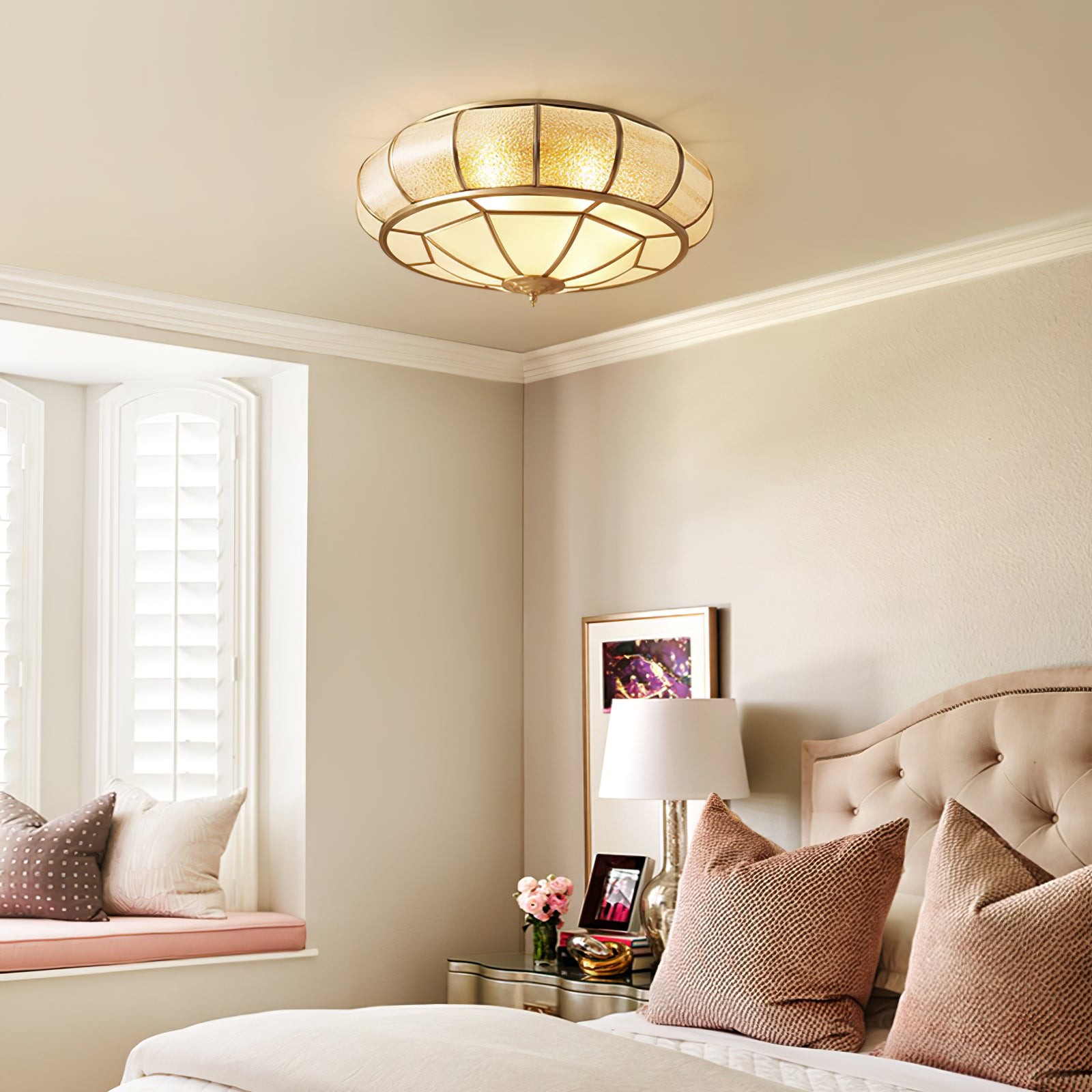 Round Textured Glass Ceiling Light M416