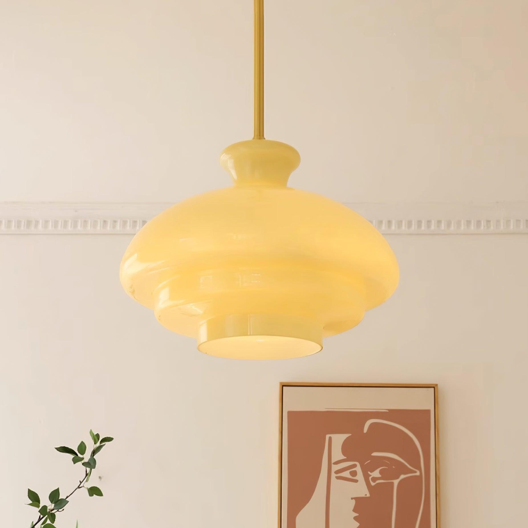 Round Yellow Stylish Simple Glass Pendant Lamp M520