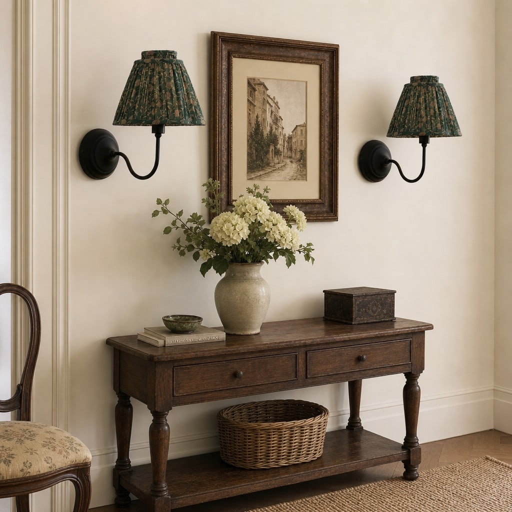 Solmire Contemporary Wall Light - Tailored Fabric Metal Wall Fixture for Bedroom and Hallway T2215