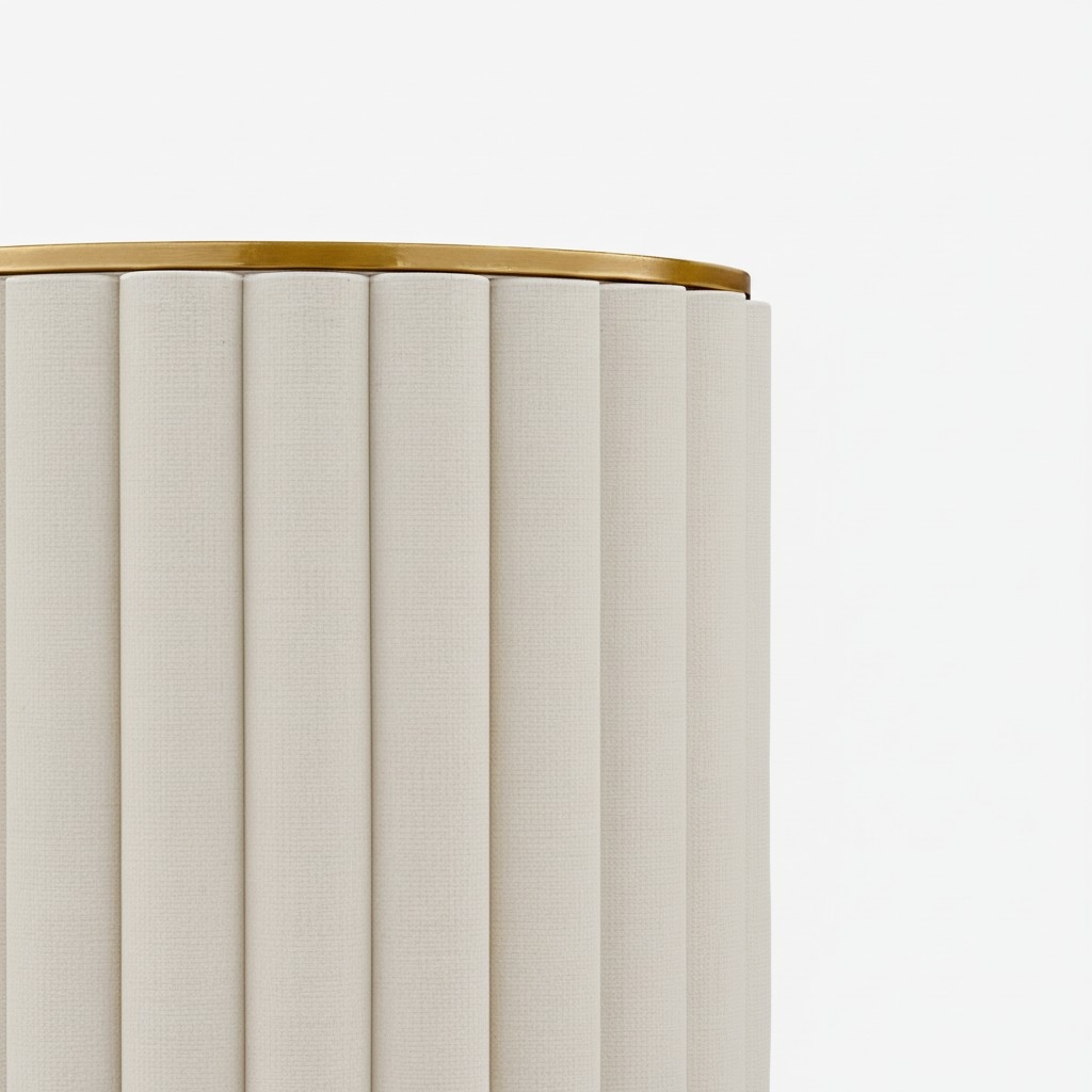 Duova Scalloped Wall Lamp - Antique Brass with Linen Fabric Suitable for Living Room and Bedroom T730
