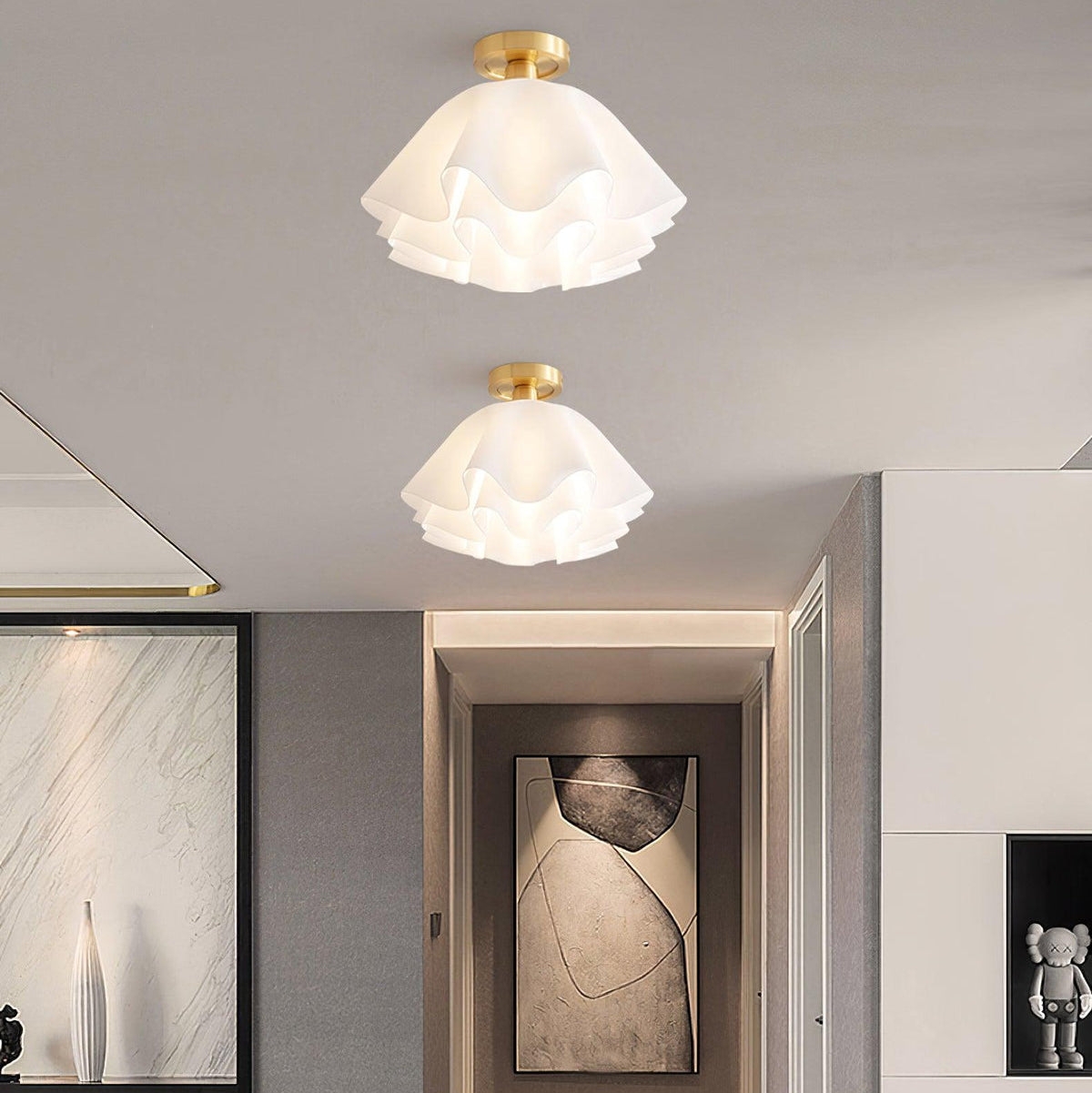 Lustra Pleated Retro Brass Acrylic Ceiling Light T2183