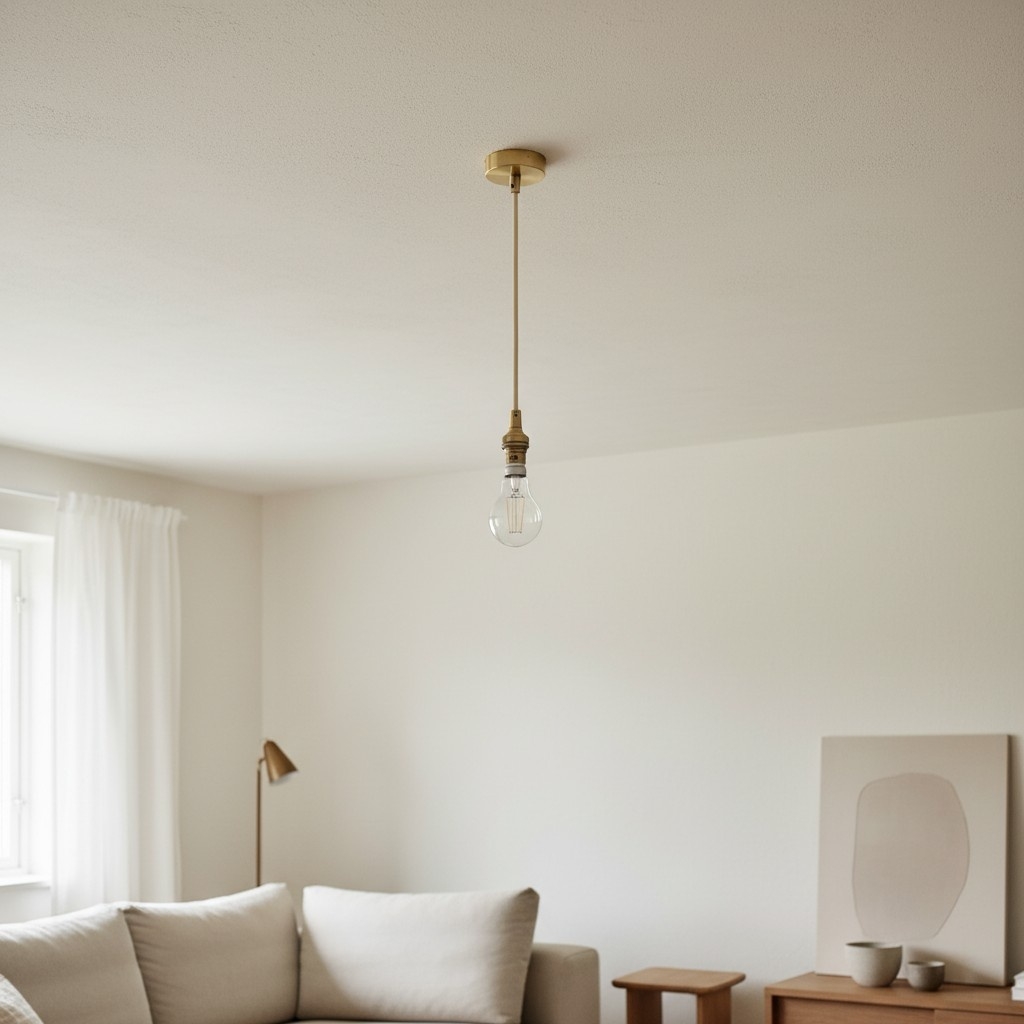 Plaitar Modern Brass Pendant Light - Minimalist Ceiling Fixture with Braided Cord for Hallways T993