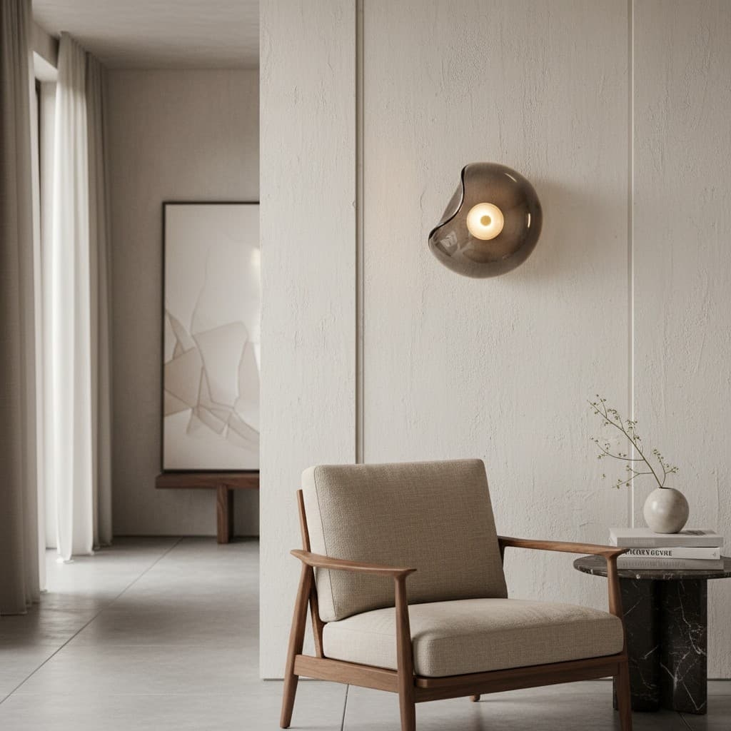 Lunacrest Curved Wall Lamp - Modern Metal and Glass for Hallway T584
