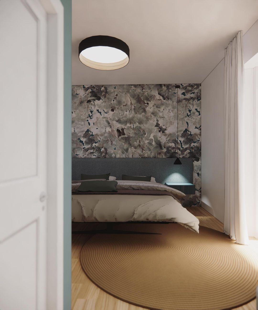 Japanese Minimalist Creative Wood Grain Round LED Ceiling Lamp M321