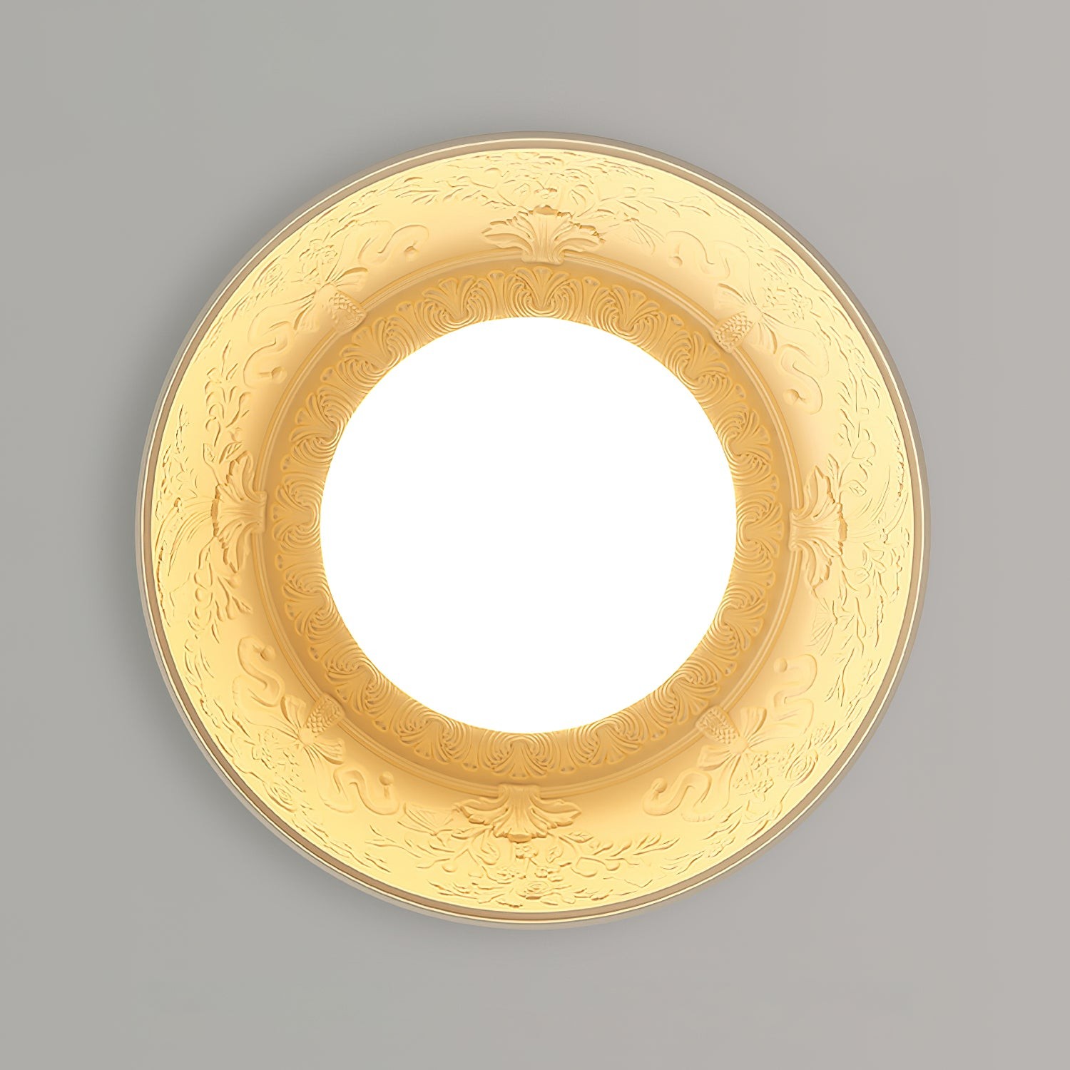 French Romantic Carved Round LED Ceiling Lamp M264