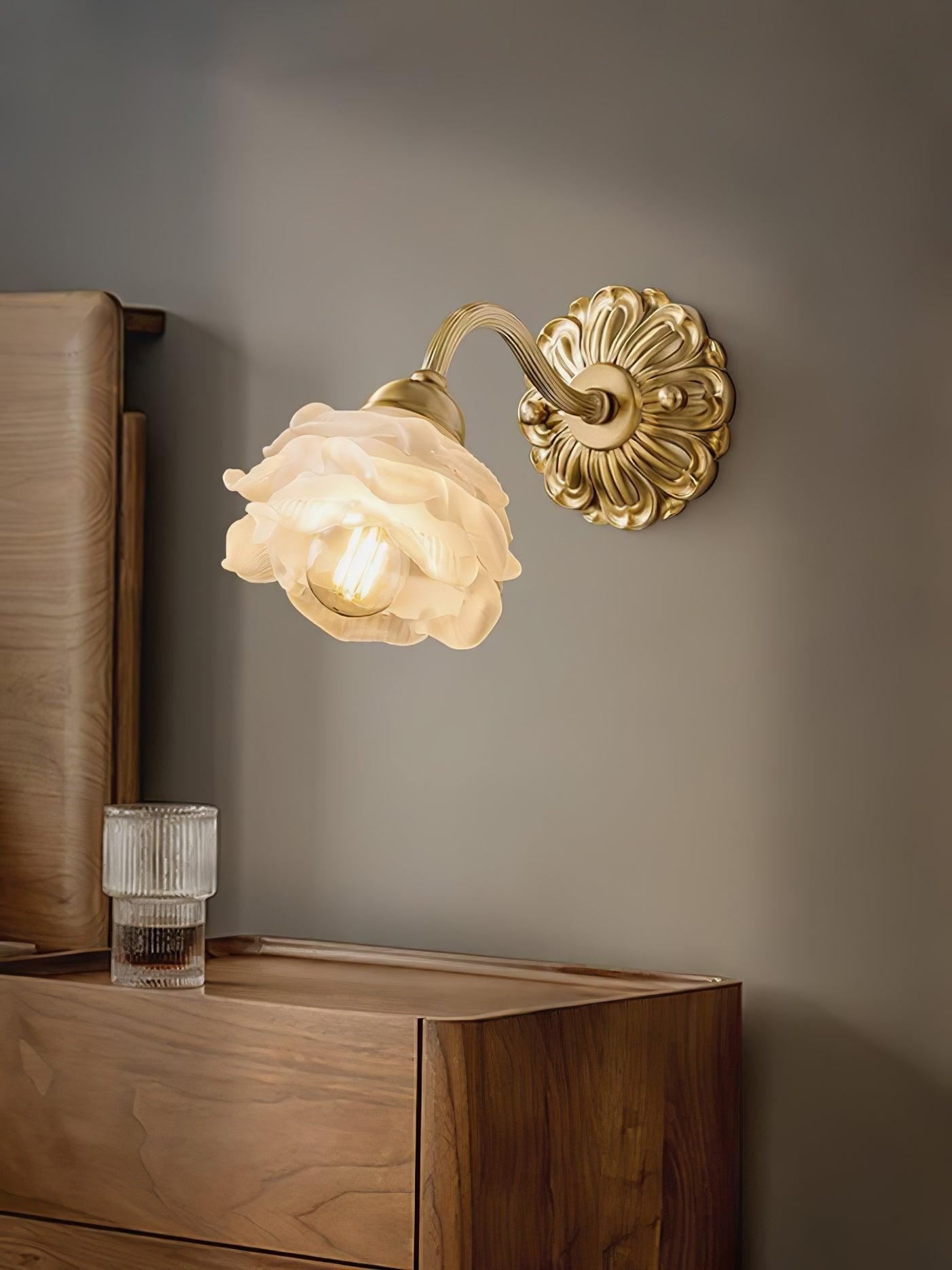 Brass Rose Wall Light M299