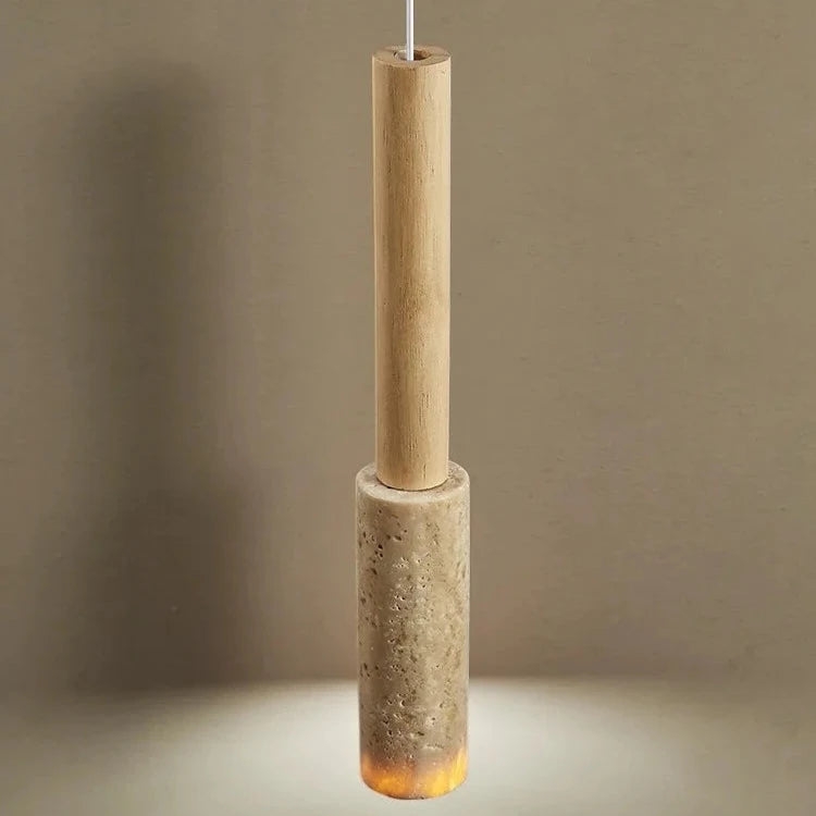 Cream Travertine Long Tube Pendant Light T2156