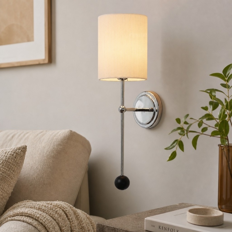 Cumoris Pleated Wall Lamp - French Inspired Bedside and Living Room Accent Light T2259