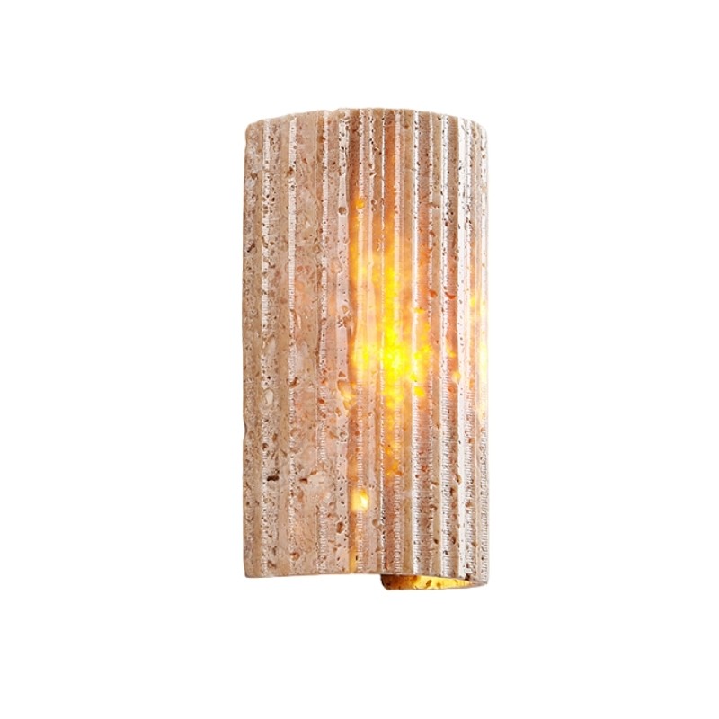Half-Cylinder Travertine Wall Lamp – Modern Wabi-Sabi LED Light S304