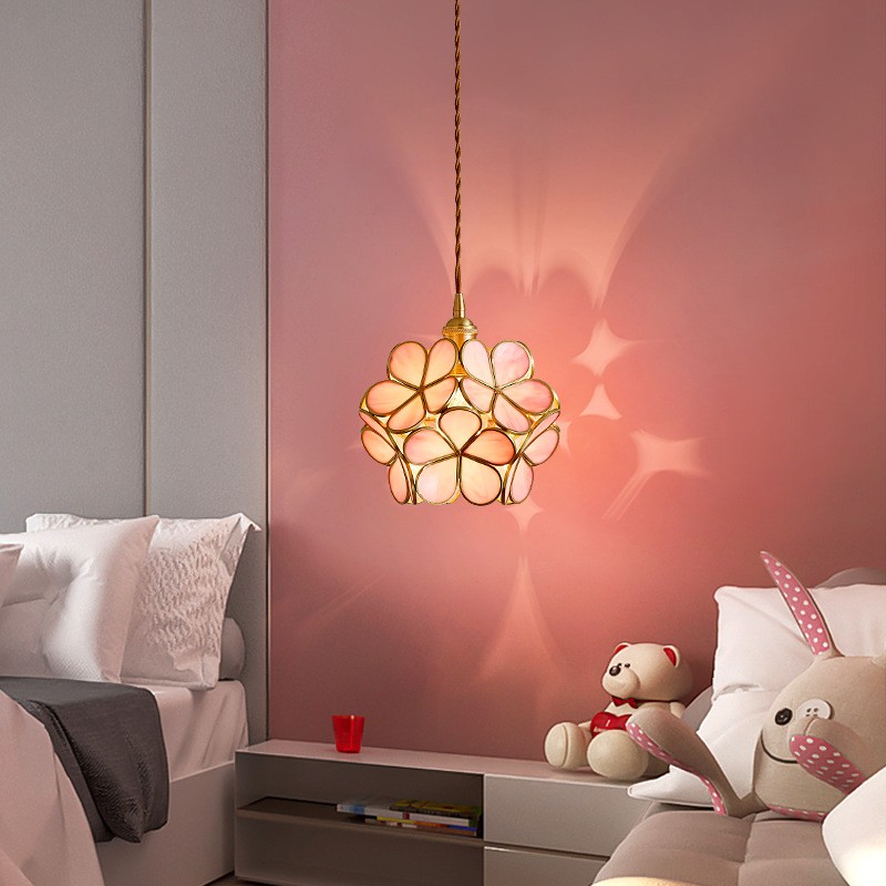 Nordic Brass Flower Petal Glass Pendant Light S10
