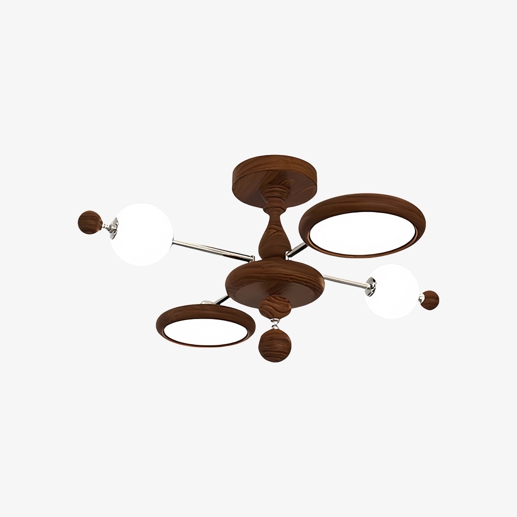 Elegant Walnut Branch Ceiling Lamp - Retro LED Light for Living Room S389