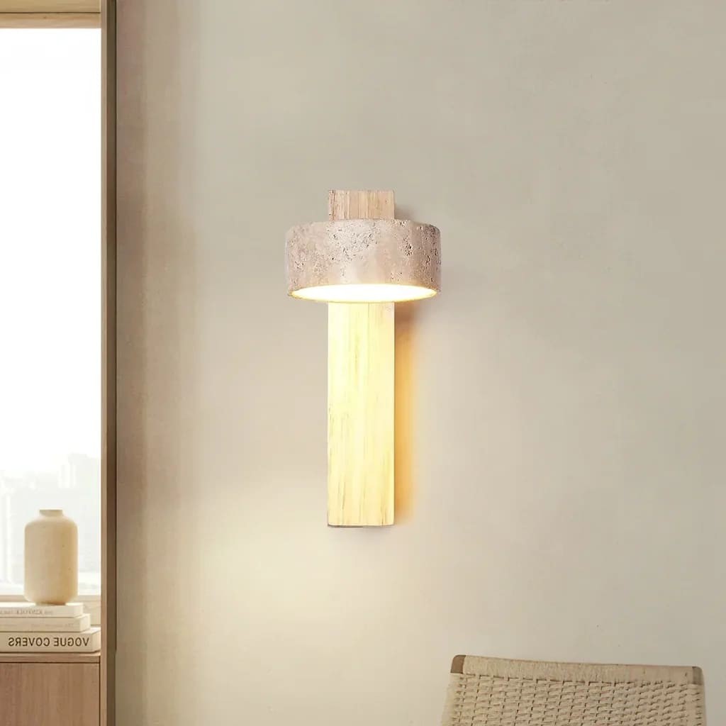 Travertine Cylinder Shade Lamp - Vintage Wall Sconce for Hallway M13