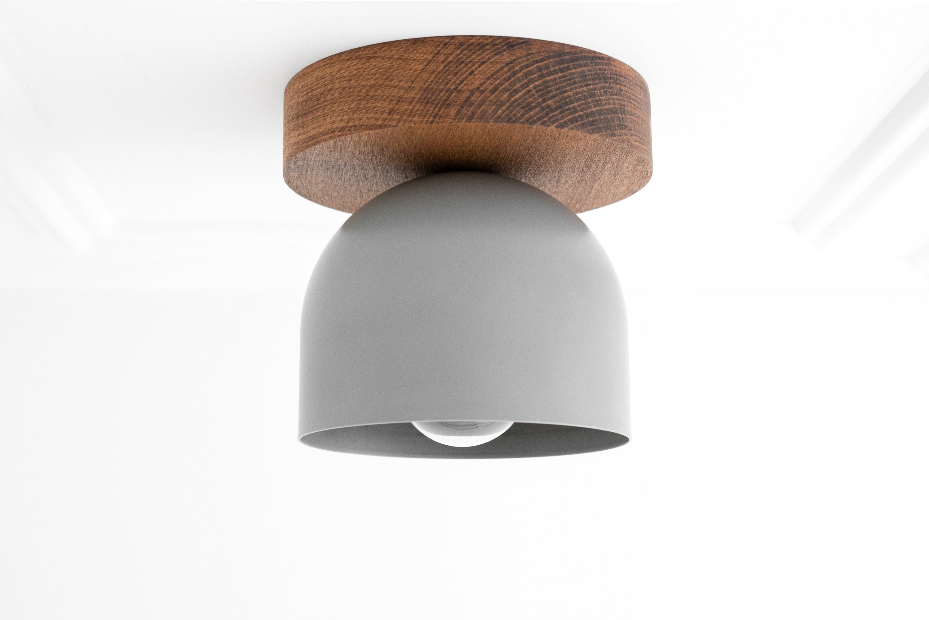 Metio Dome Modern Rustic Ceiling Light - Wooden and Metal Fusion T372