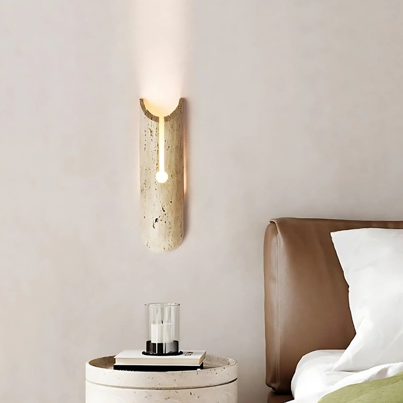 Cylindrical Y-Shaped Travertine Wall Lamp - Warm LED Light for Modern Homes S321
