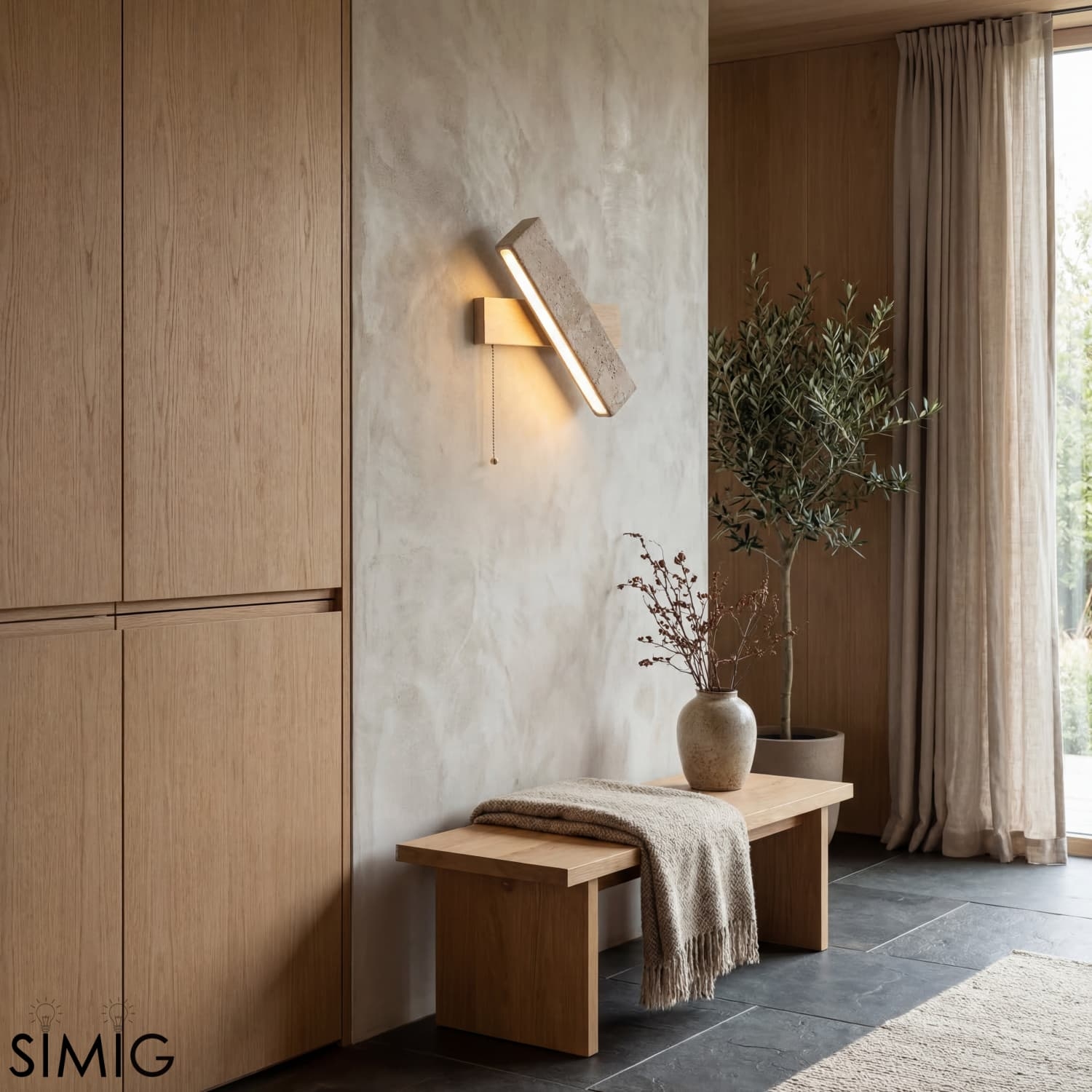 Rotating Travertine Wall Sconce - Modern French Bedroom Light S306