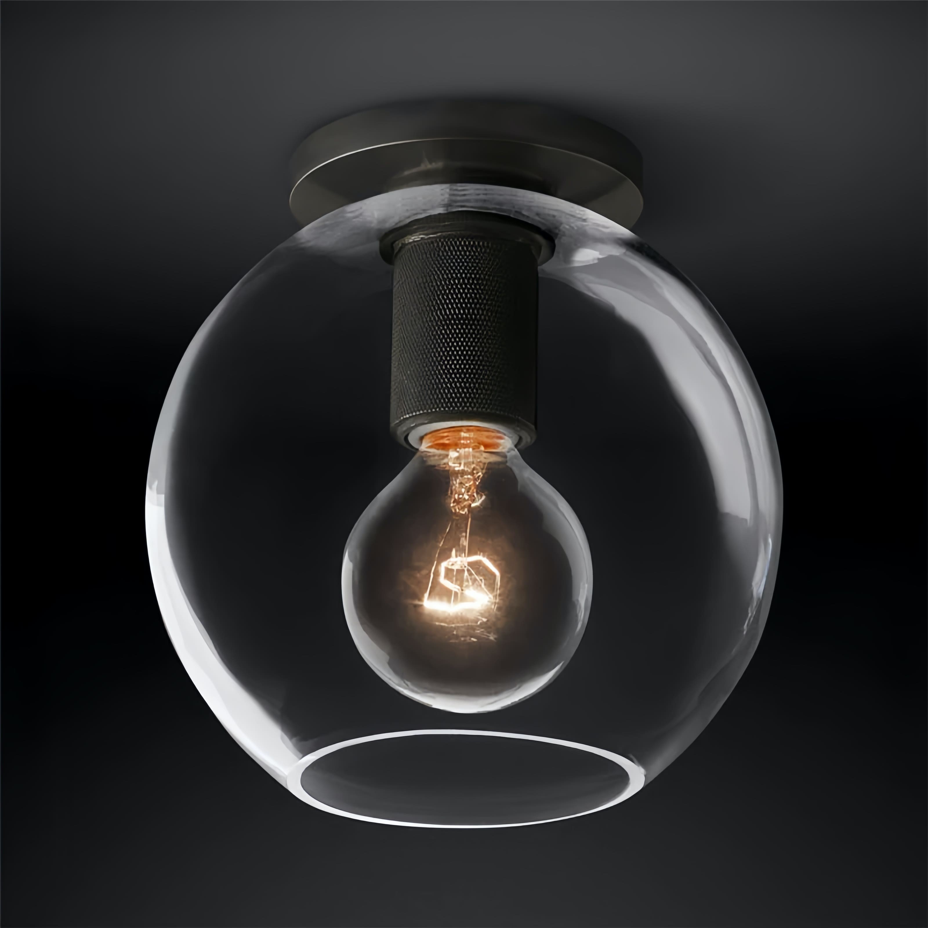 Versatile Flush Mount Light – Modern Glass & Open Bulb Design S232