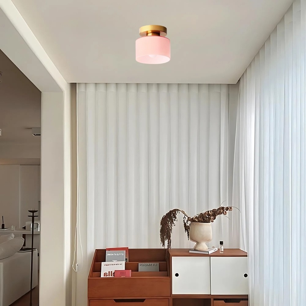 Morandi Cylinder Glass Ceiling Light – Colorful Touch For Hallway Spaces S216