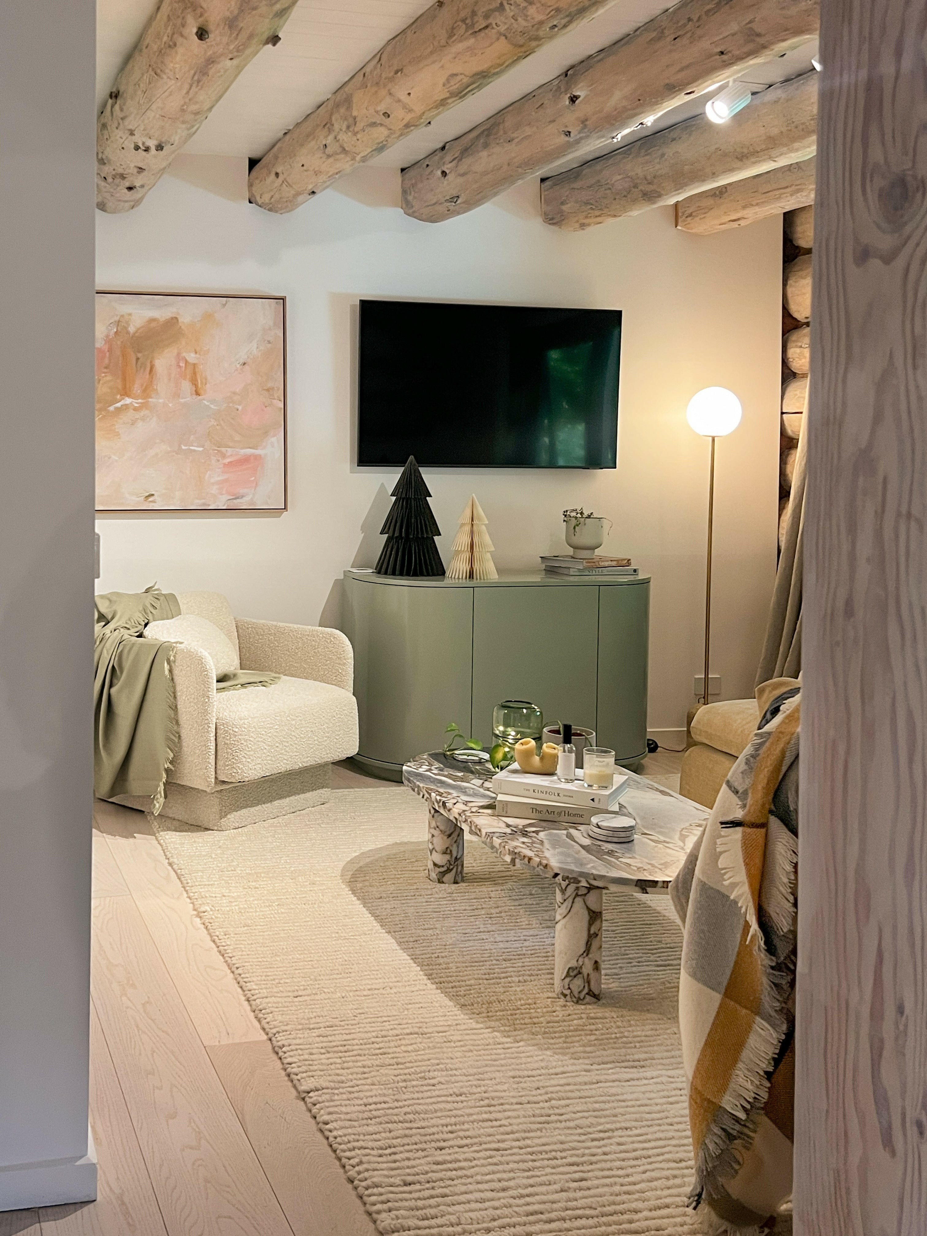 Modern Minimalist Travertine Base Glass Orb Floor Lamp G61