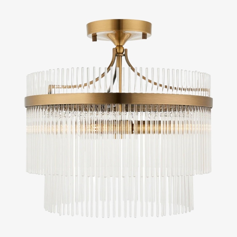 RibGlow Antique Brass 3-Light Ceiling Light with Clear Glass - Hallway or Bedroom T979