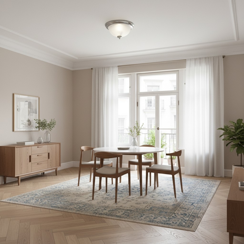 TF Vintora Modern Flush Ceiling Light - Ribbed Glass and Metal Trim for Kitchens or Hallways T1044
