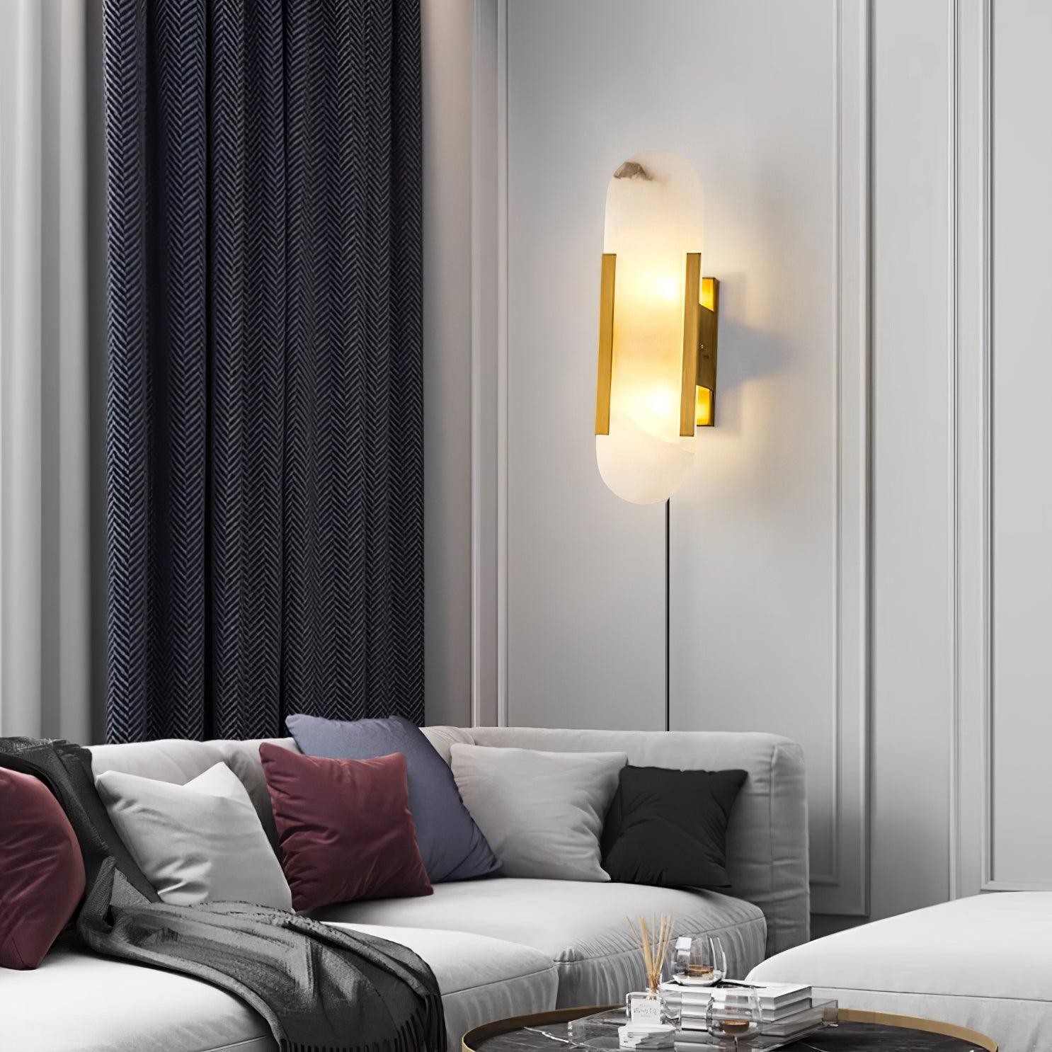 Alabaster Elongated Plug In Wall Lamp M135