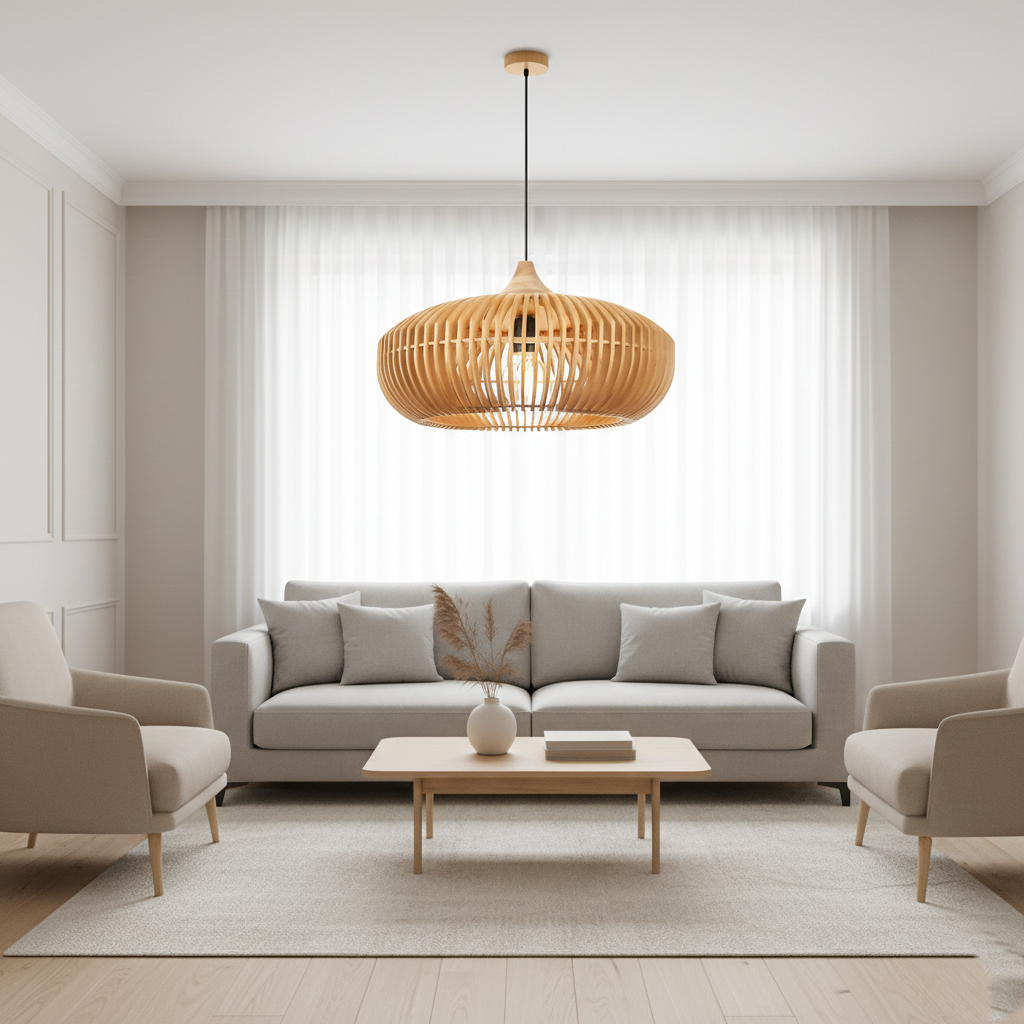 The Halo of Zen Japandi Wood Pendant Light T2061