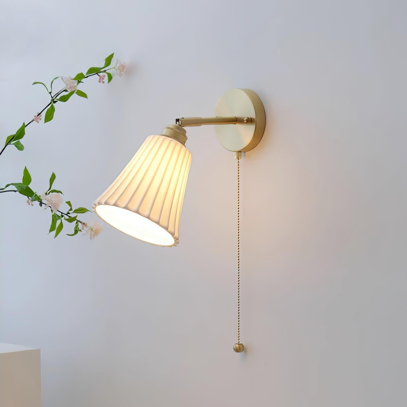 Modern Pull Cord Metal Ceramics Indoor Wall Lamp for Bedroom M401