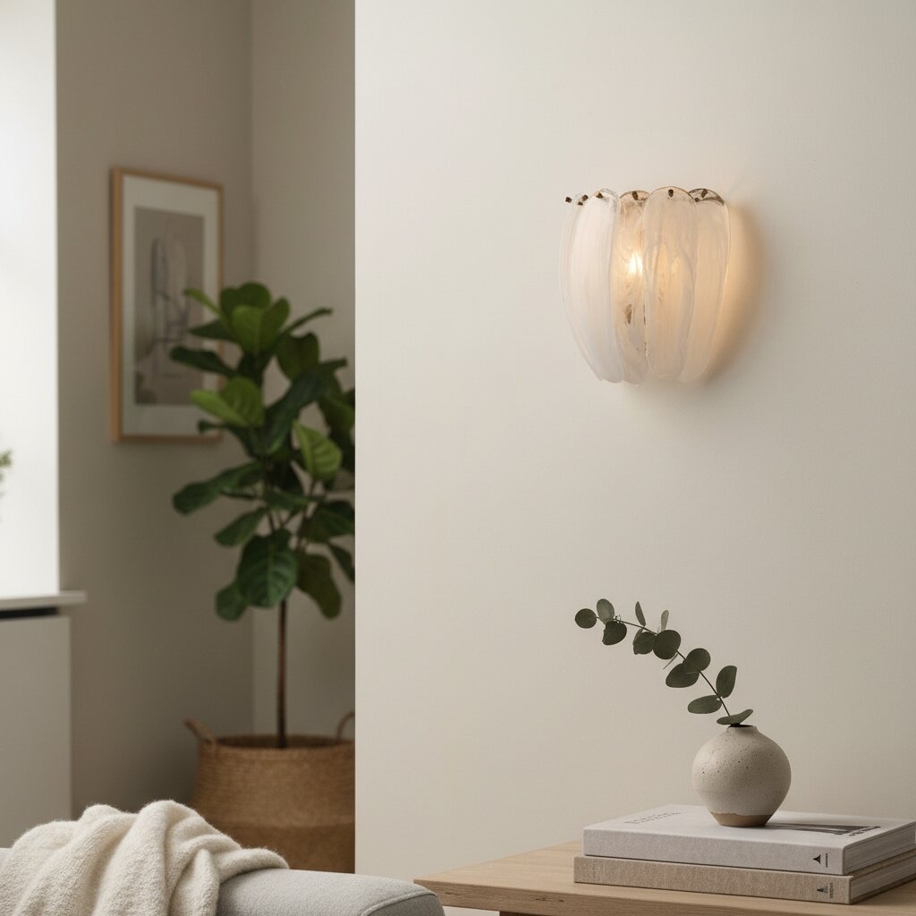 Velora Curved Alabaster Style Glass Wall Lamp - Elegant Sconce for Entryway T1186