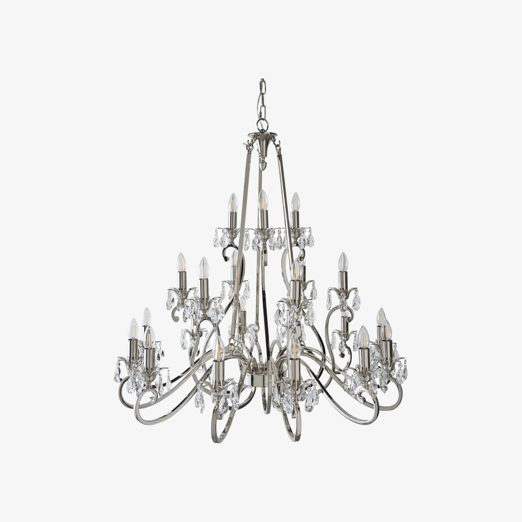 Talonis Crystal Chandelier - Traditional Candle-Style Brass and Nickel for Living Room and Dining Room T962