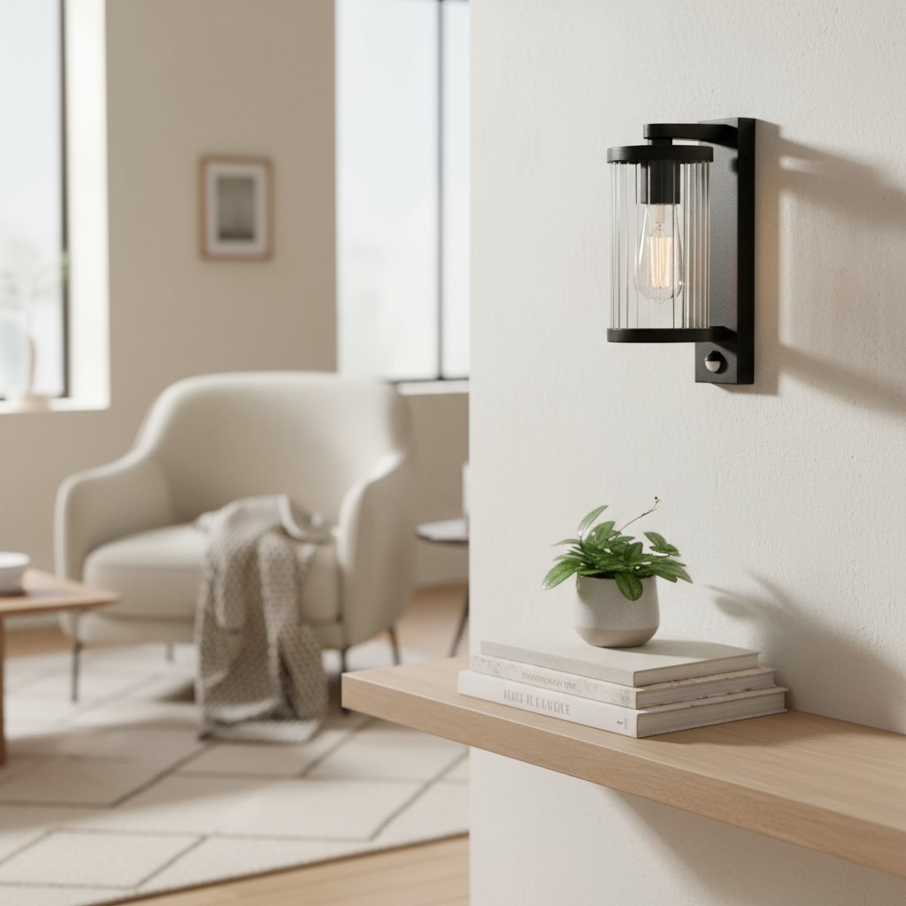 Karbonis Modern Outdoor Wall Sconce - Motion Sensor Security Light for Porch and Garden T1007